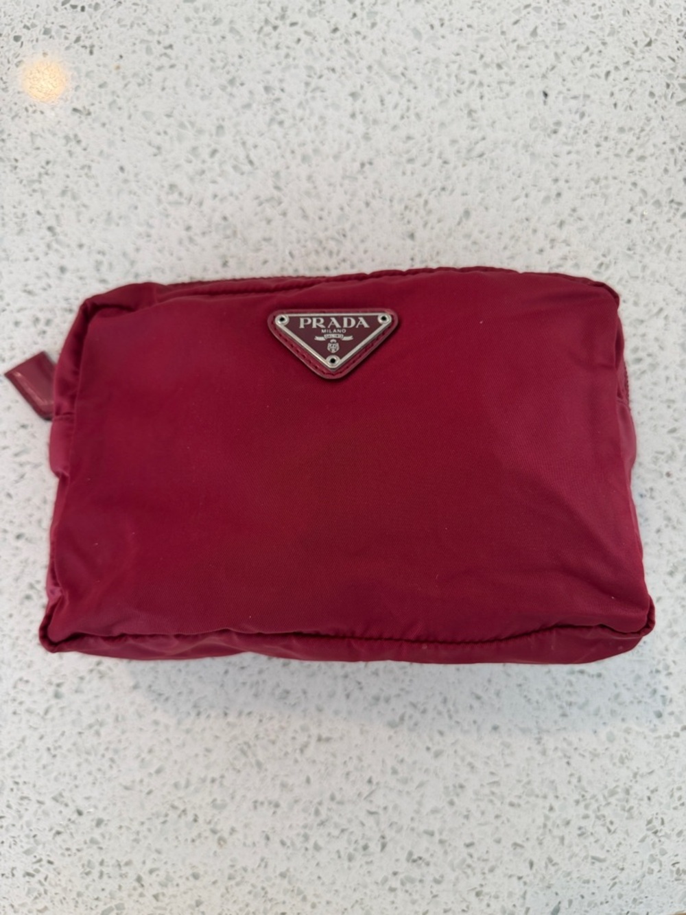 Authentic Prada Burgundy Red Nylon Pouch (9 inch by 6 inch)
